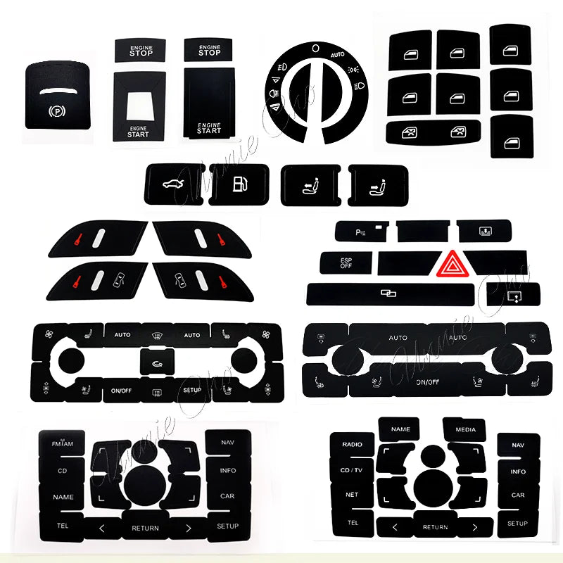 For Audi A8 D3 4E Interior Button Decals 2004 to 2009 For Au