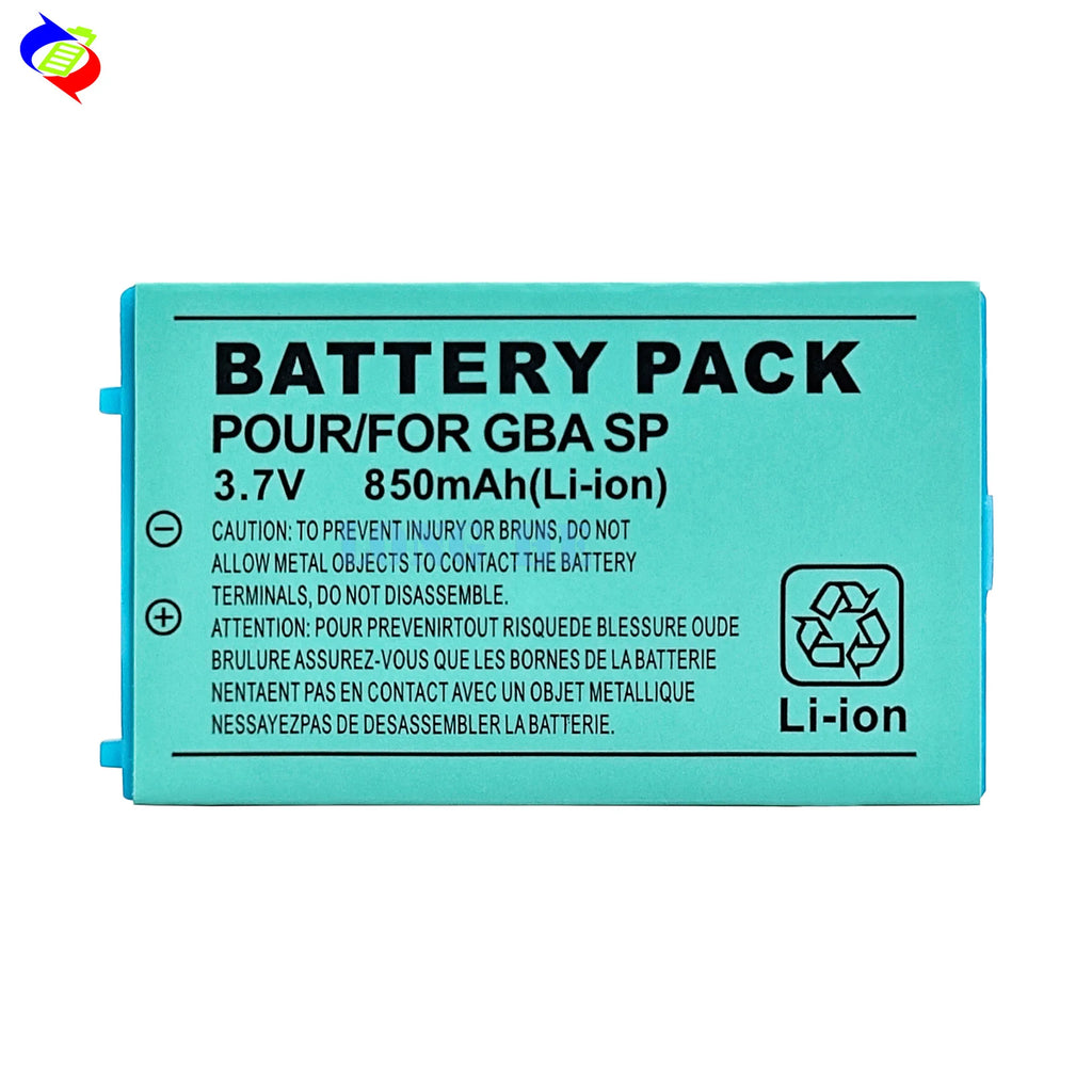 GBASP Battery 3.7V 850mAh Rechargeable Battery for Nintendo GBA SP Console Built-in Replacement Batterie with Screwdriver Tool