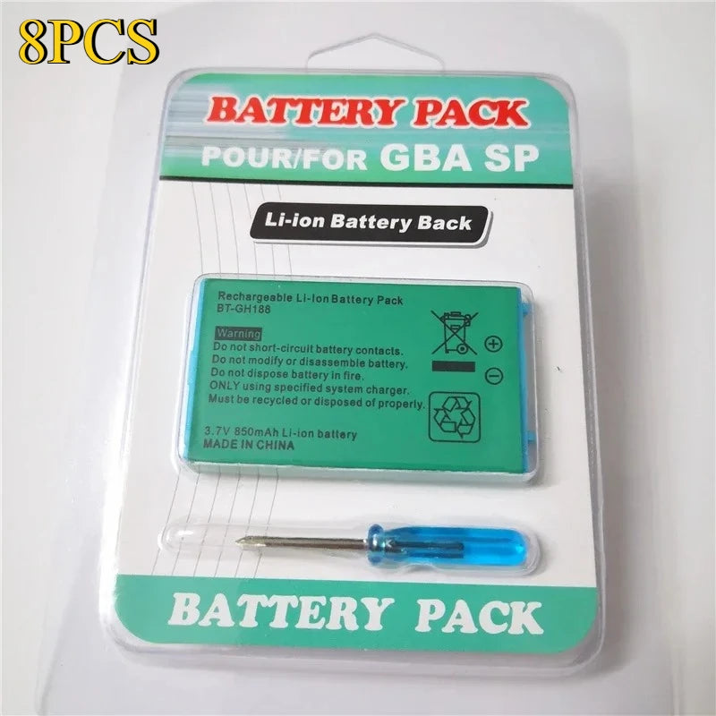 Built-in Battery for Nintendo GBA GameBoy Advance SP Gaming Console Replacement Li-ion Batterie 3.7V 850mAh W/ Screwdriver Tool