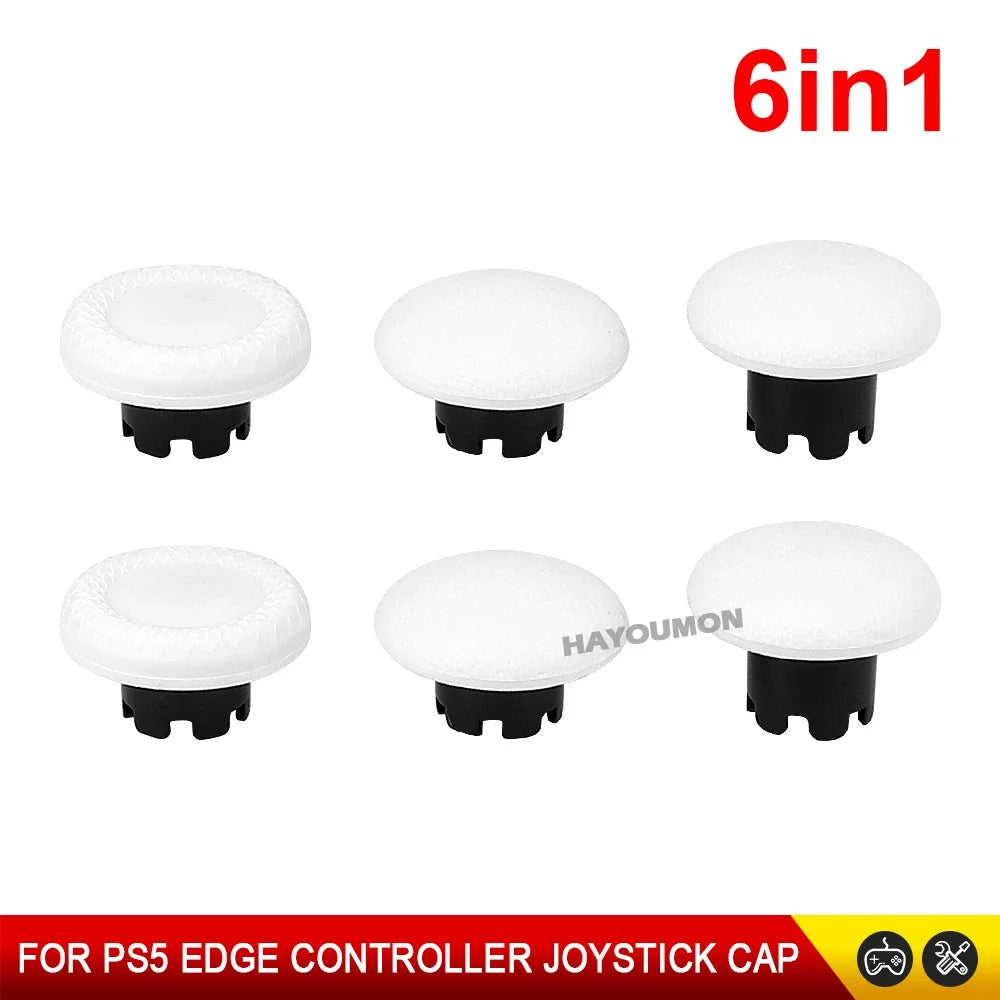 6PCS/Set White Black Replacement Thumbstick for PS5 Edge Controller Analog Stick Joystick Caps for PS5 Edge Handle Gampad Access