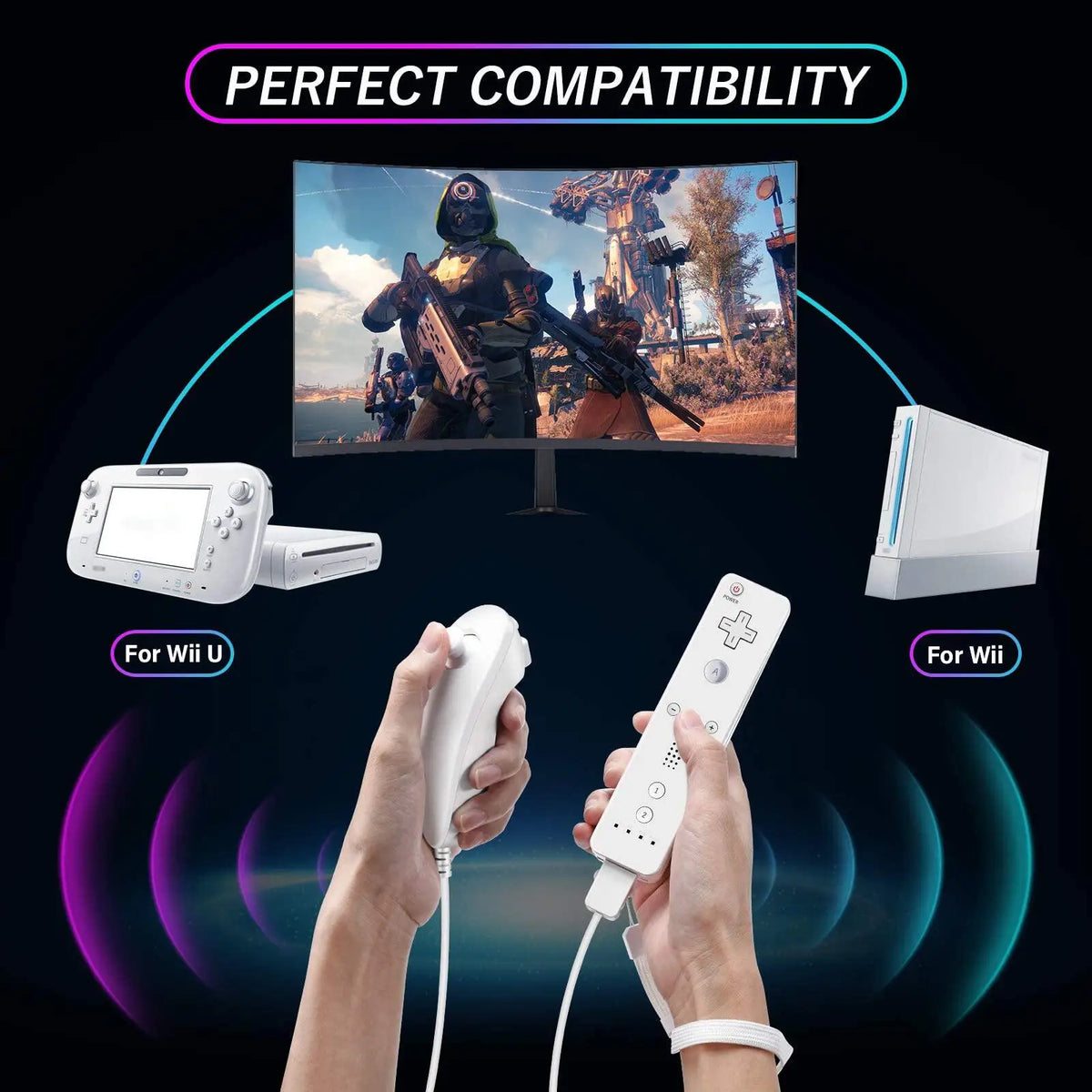Compatible with Nintendo Wii & Wii U Game Gamepads Nunchuck 