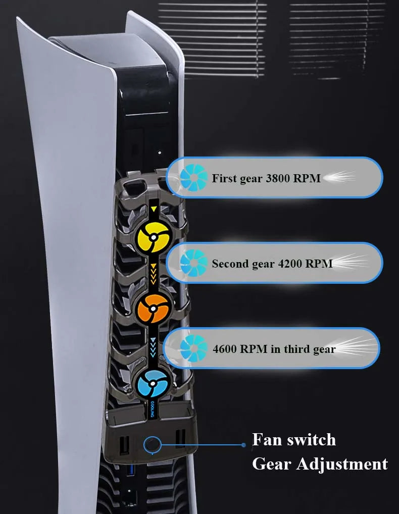 RGB Cooling Fan for PS5 Efficient Cooling System 3-Speed Qui