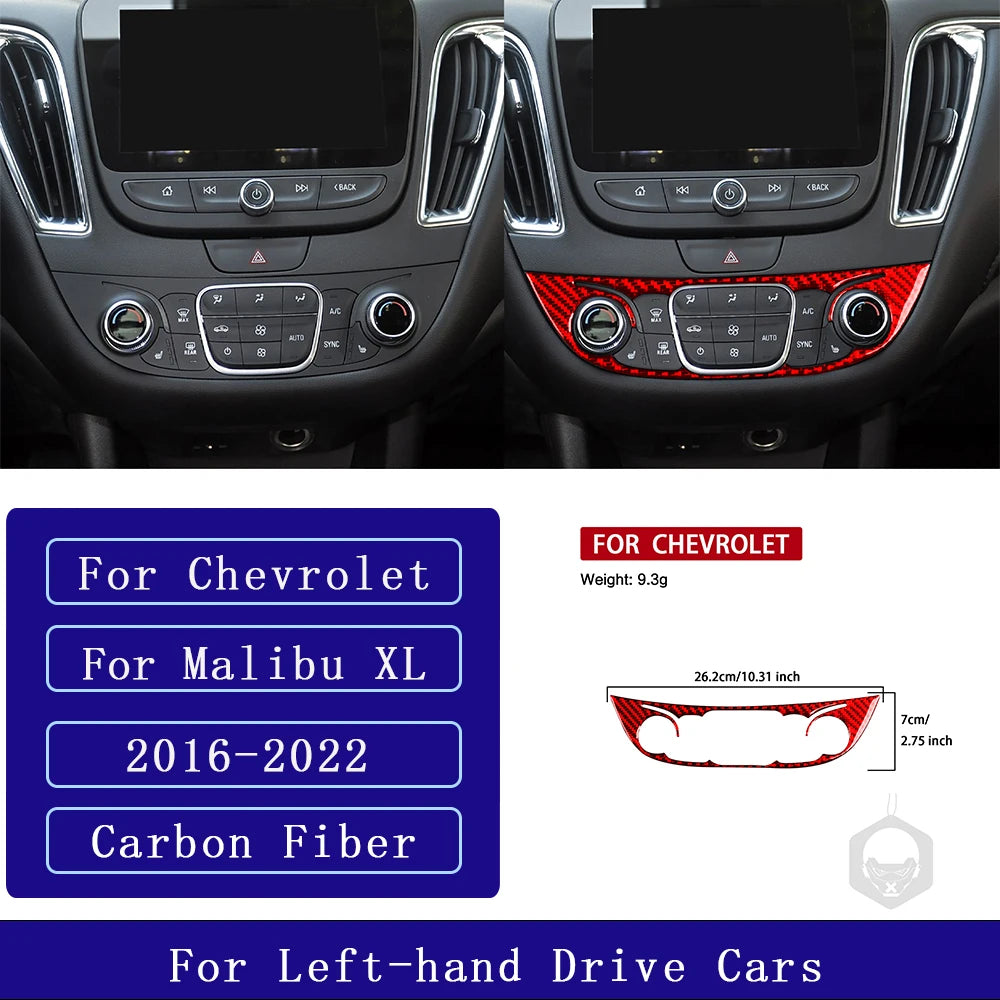 For Chevrolet Malibu 2016-2024 Carbon Fiber Central Control Button Panel Trim Cover Car Interior Accessories Decorative Stickers