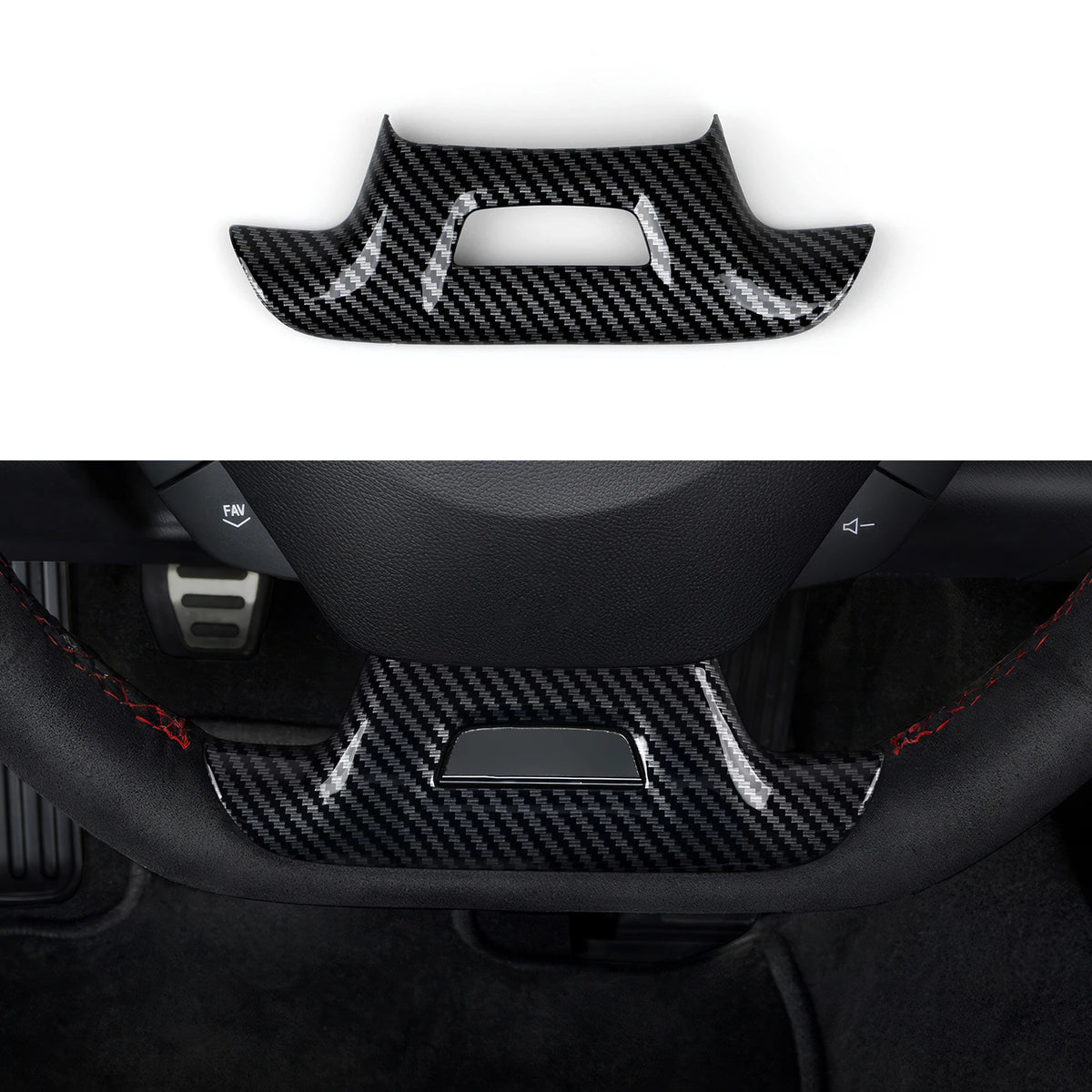 ABS Trim Car Steering Wheel Button Panel Cover Carbon Fiber 