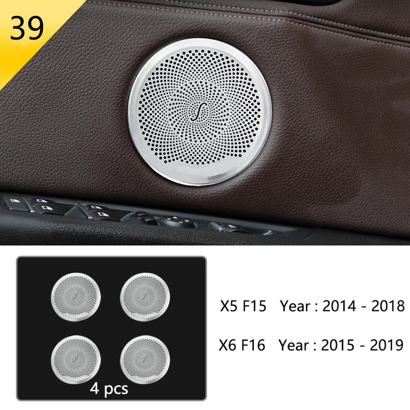 Chrome Car Styling Interior Button Panel Decoration Cover Trim Sticker frame For BMW X5 X6 F15 F16 2014-2019 Auto Accessories