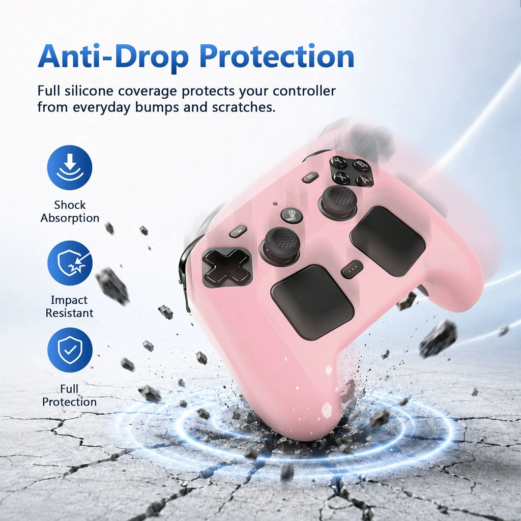 Silicone Game Controller Case With Joystick Cap For Steam Co