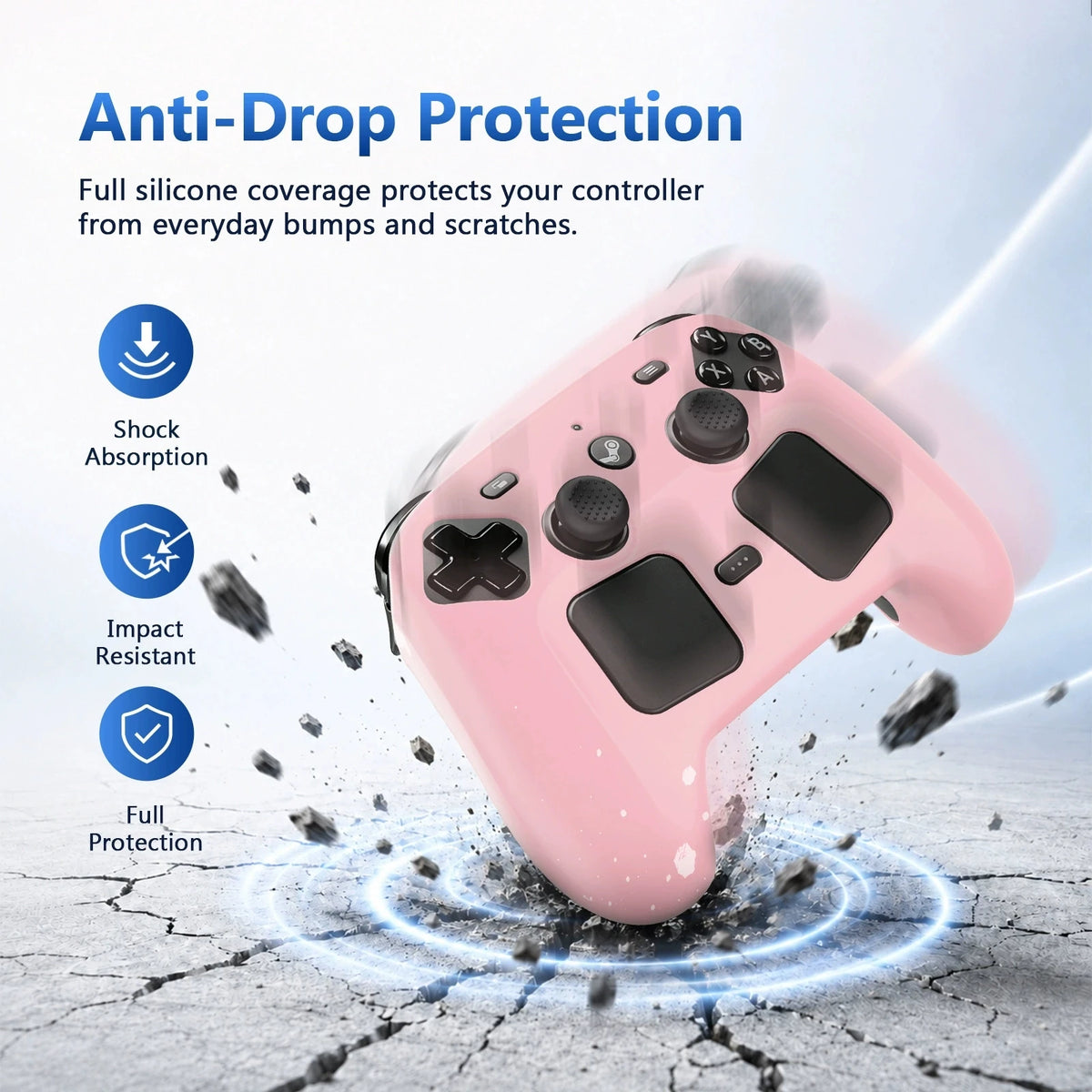 Silicone Game Controller Case With Joystick Cap For Steam Co