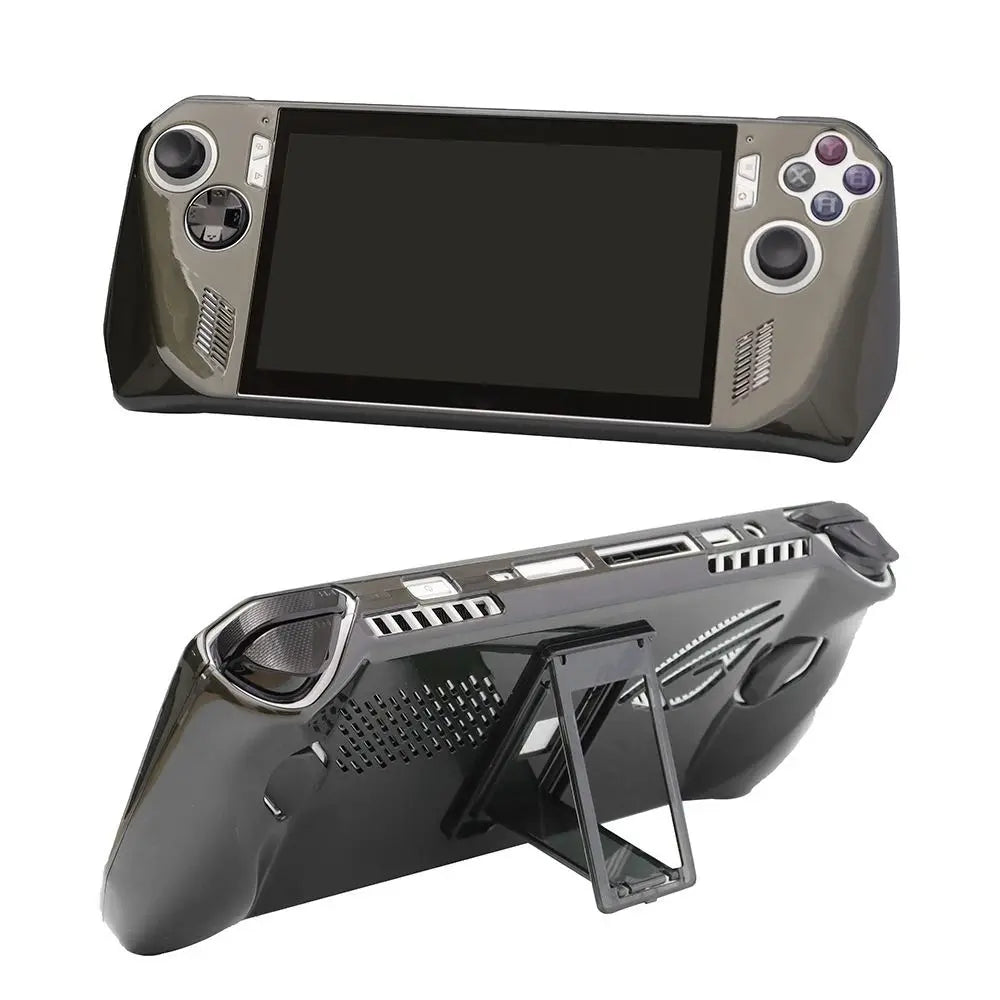 For ROG Ally Transparent Protective Case Shockproof Back Cover With Bracket Handheld Console Shell Full Coverage Game Accessory