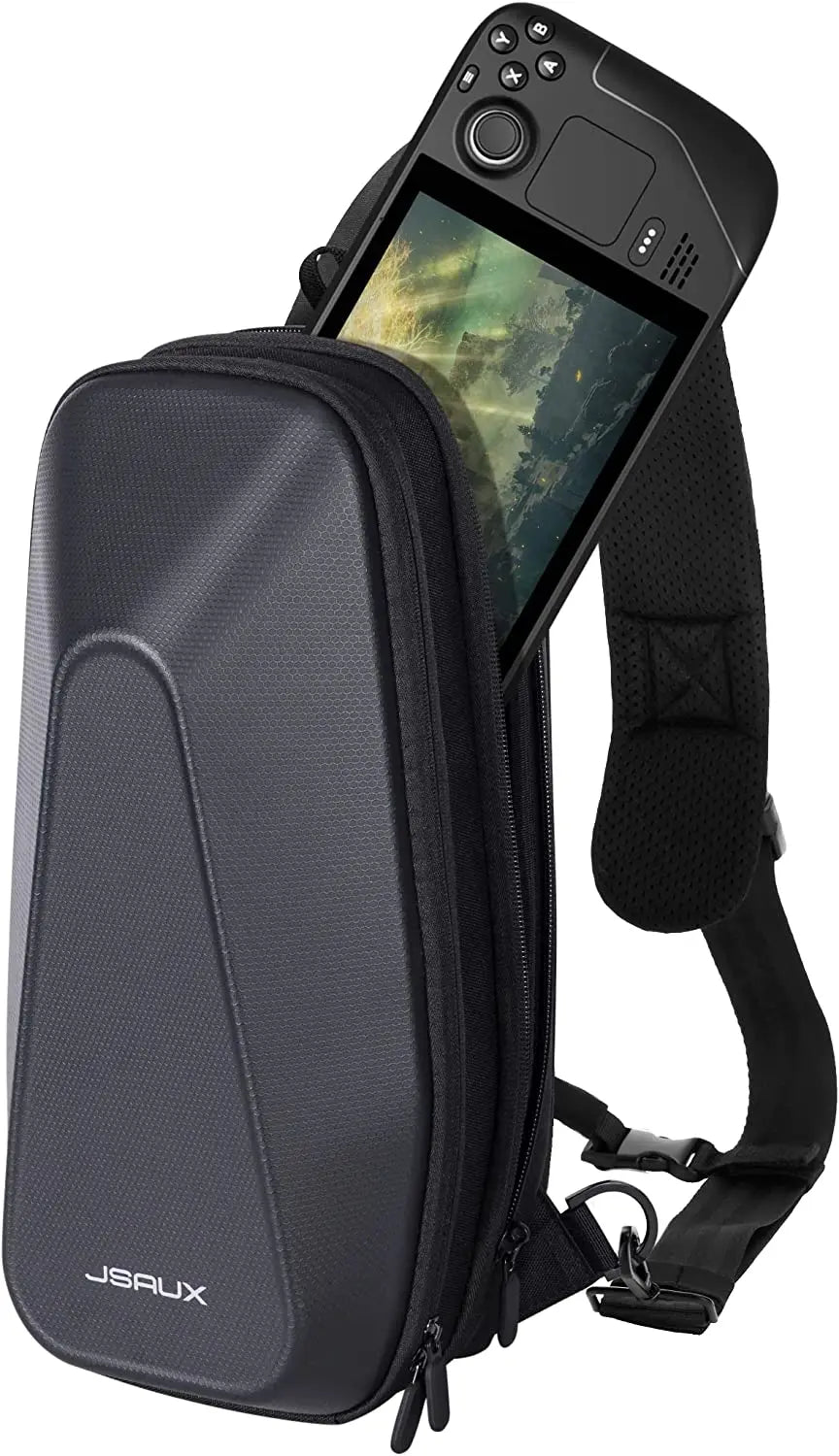 JSAUX Carrying Case for Steam Deck OLED Hard Shell Protective Crossbody Double-layer Backpack with Multi-Pockets For AC Adapter
