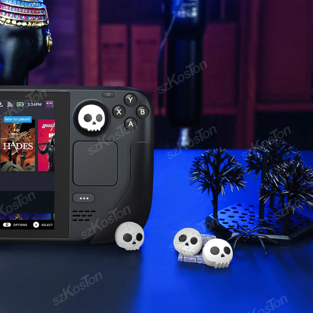 Skull Thumb Grip Caps for Steam Deck Games Console Silicone 
