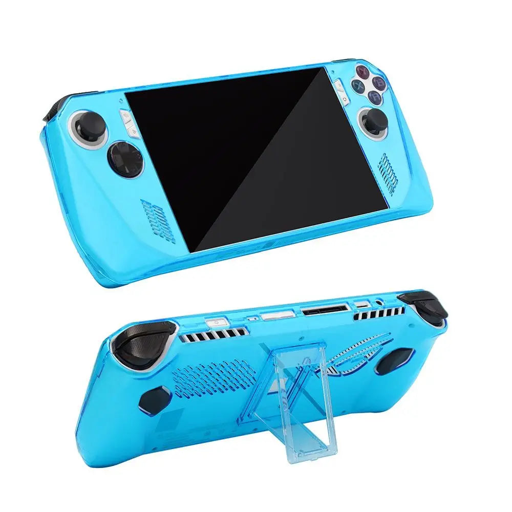 For ROG Ally Transparent Protective Case Shockproof Back Cover With Bracket Handheld Console Shell Full Coverage Game Accessory