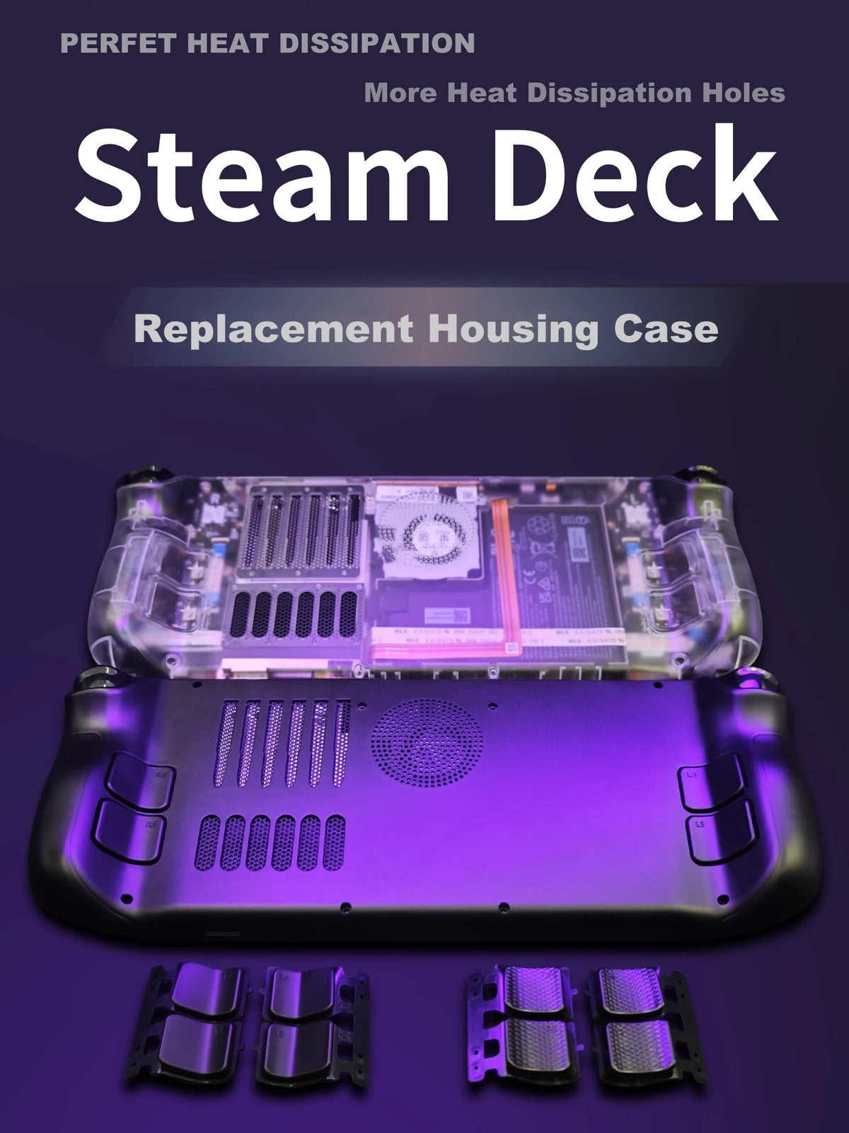 Replacement DIY Back Shell with Cooling Vents Heat-Dissipati