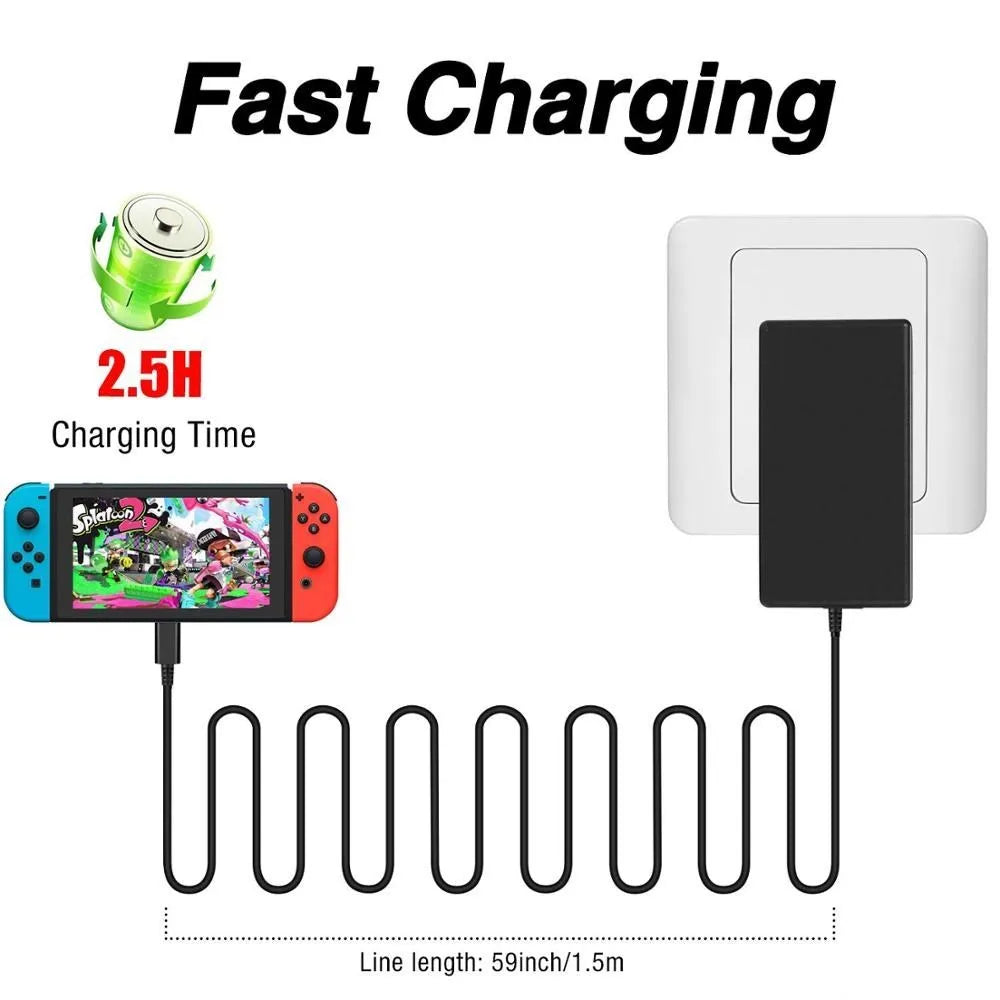 AC Adapter Charger Compatible Nintendo Switch Charger 15V2.6