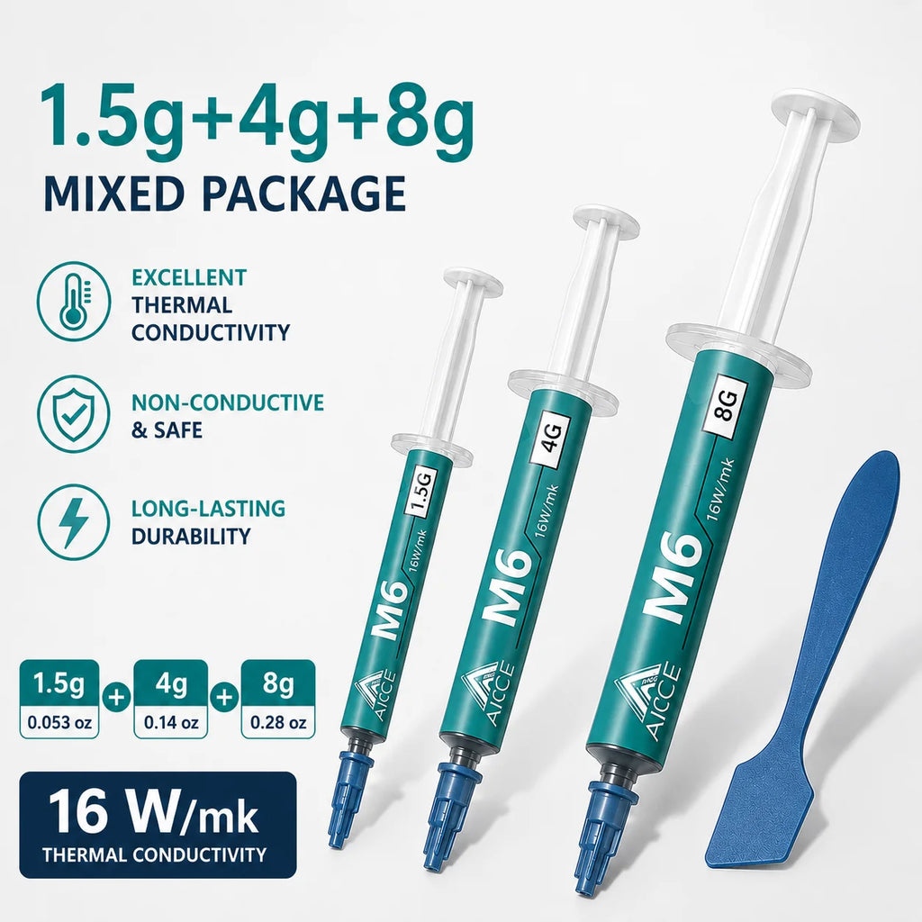 AICICE M6 16W/mK Thermal Grease High Performance Thermal Compound Non-Conductive CPU GPU Laptop Cooling Silicone Paste1.5/4/8g