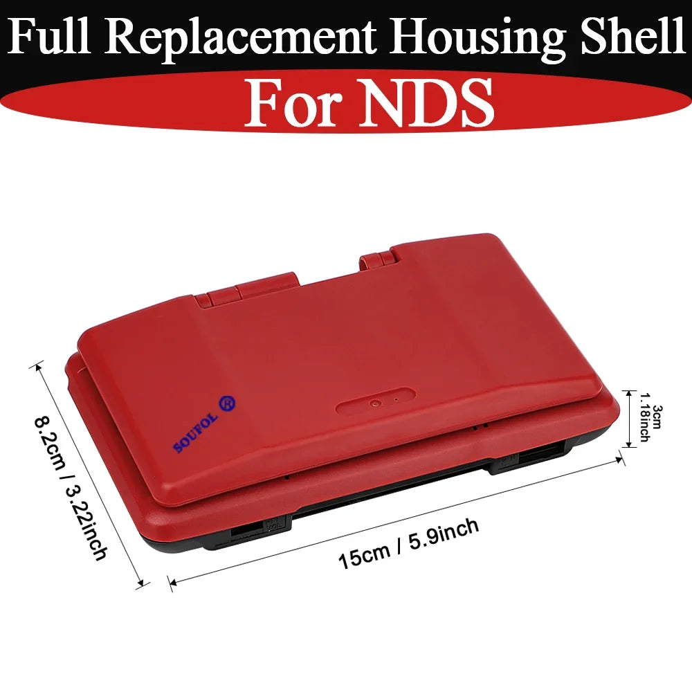 New For NDS Red Full Housing Shell Cover with Buttons Replac