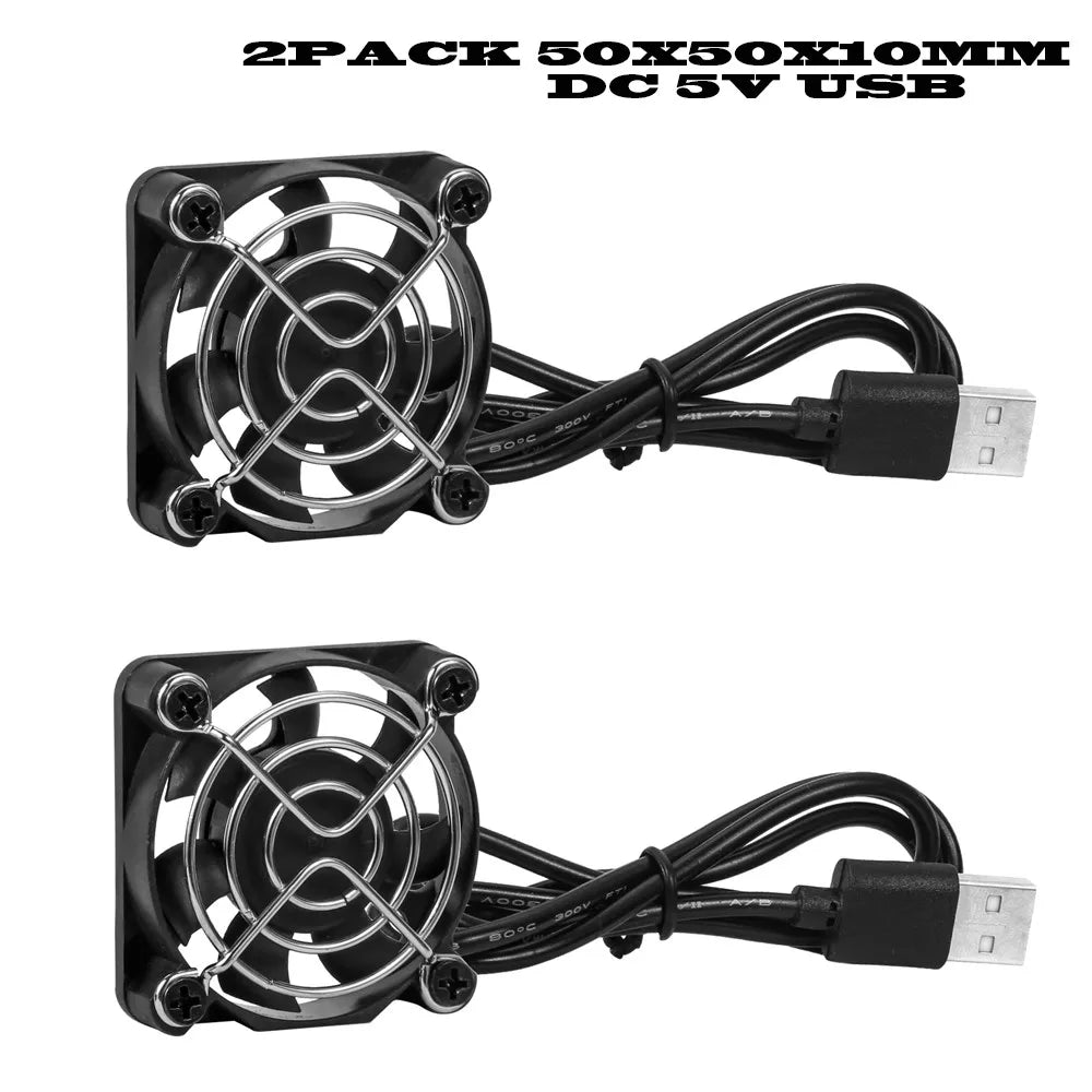 2pcs Dual Ball USB Cooling Fans DC 5V Quiet for DIY Router G