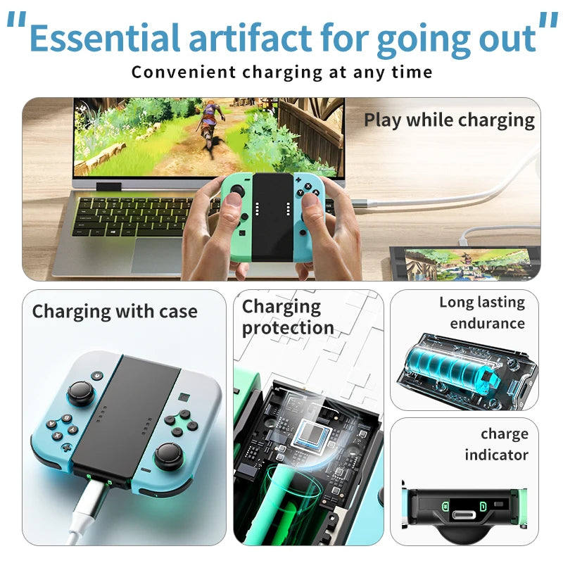 AOLION Portable Switch Joncon Charging Grip 3400mAh Extended