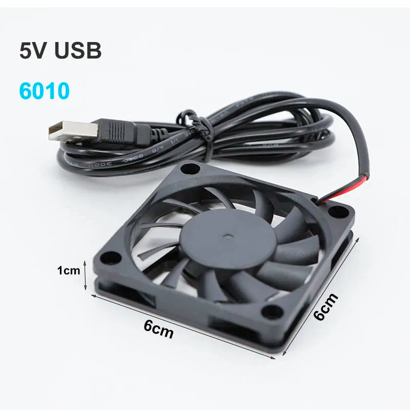 2510 8010 6010 6015 6025 6CM 8CM 60x60x25mm 80x80x10mm DC 5V USB Power Cooling Case Fan For Receiver DVR Xbox TV Box Router W28