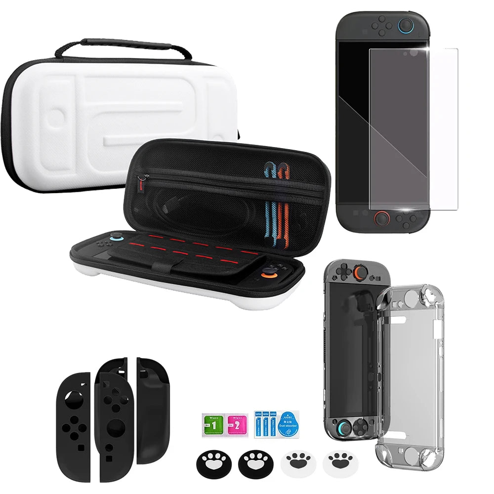 Carrying travel Case bundle kit For Nintendo Switch 2 protrctive hard shell pouch temper film glass joycon case joystick cap