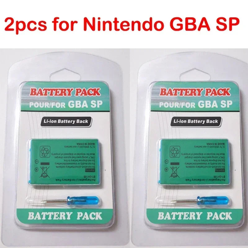 GBASP Battery 3.7V 850mAh Rechargeable Battery for Nintendo GBA SP Console Built-in Replacement Batterie with Screwdriver Tool