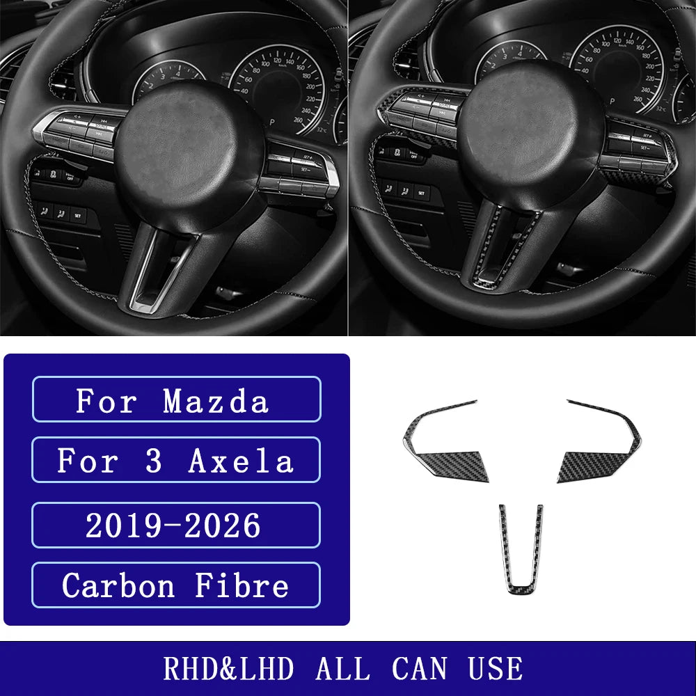 For Mazda 3 Axela 2019-2026 Carbon Fiber Steering Wheel Butt