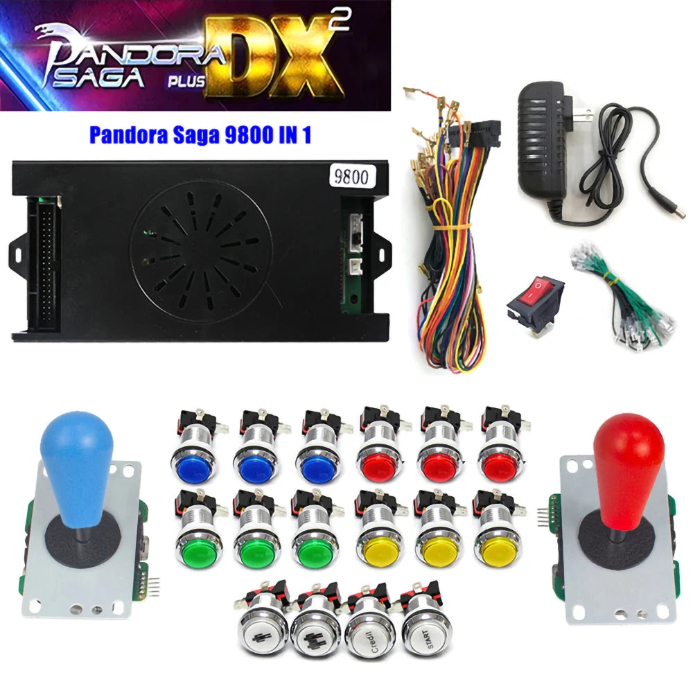 Pandora Saga DX2 Box 9800 in 1 DIY Kit 2 Player with Copy Sanwa Joystick Chrome Button for Arcade Game Console Cabinet