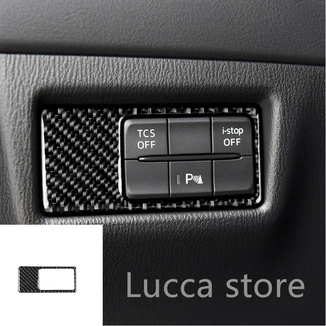 For Mazda CX-5 CX5 2017 2018 Electronic Handbrake Knob Button Panel Cover Trim Sticker Carbon Fiber Interior Auto Assesories