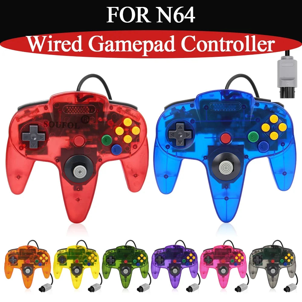 For N64 Colorful Wired Handle Controller Durable Replacement