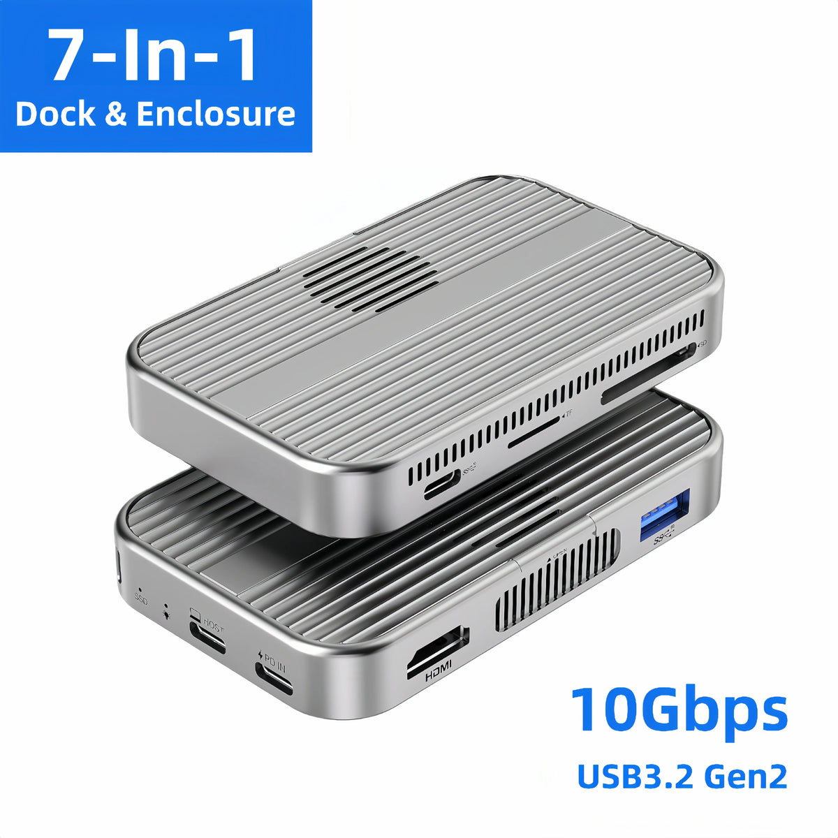 M.2 NVMe SSD Enclosure Cooling Fan Magnetic 10Gbps USB C Docking Station HDMI 4K 60Hz PD 100W SD 3.0 for iPhone 17 16 Pro Max