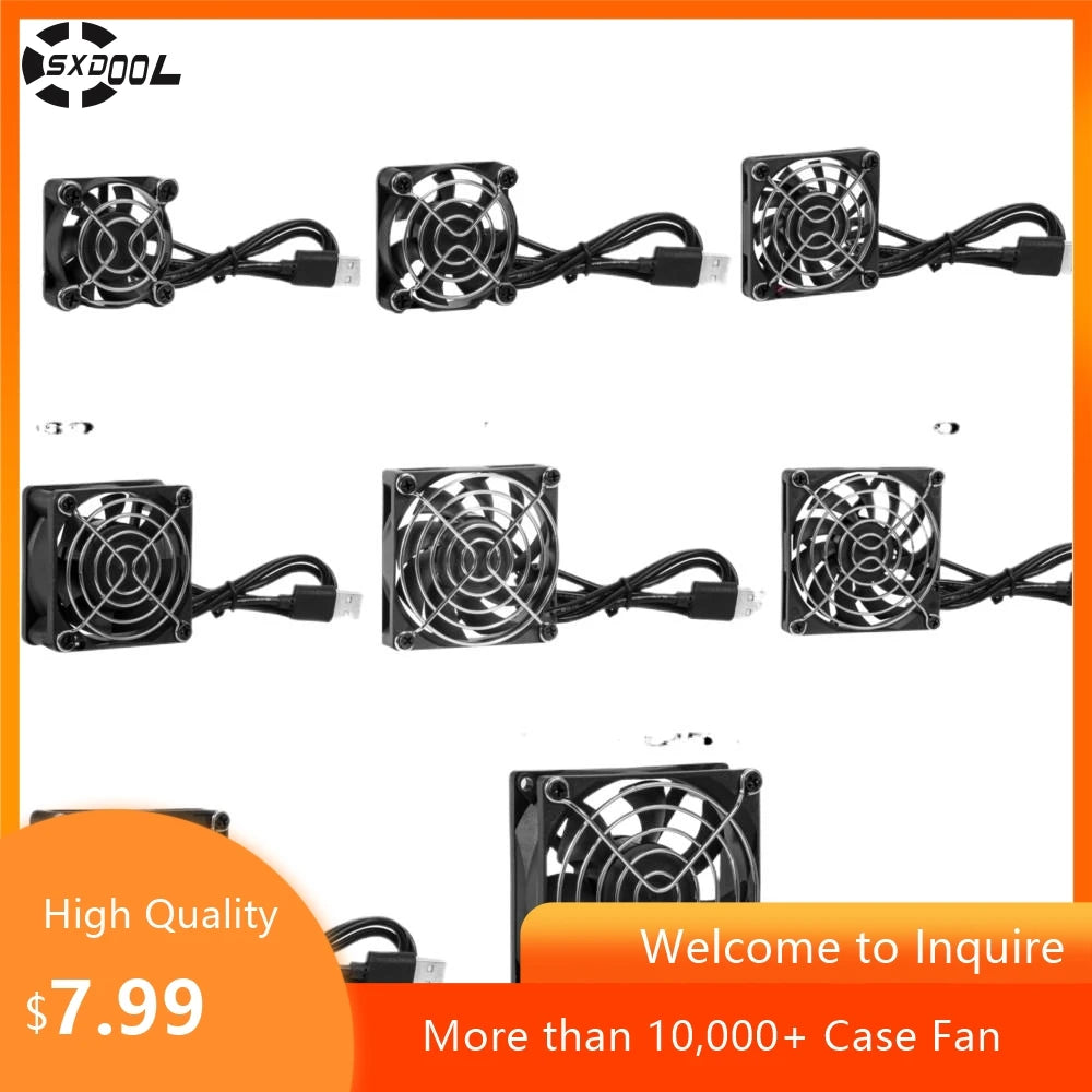 2pcs Dual Ball USB Cooling Fans DC 5V Quiet for DIY Router G