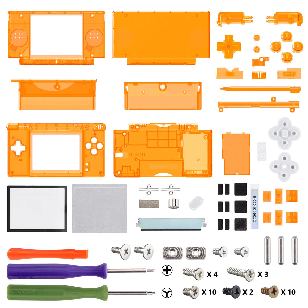 eXtremeRate Replacement Full Housing Shell for Nintendo DS Lite for NDSL - Clear Orange