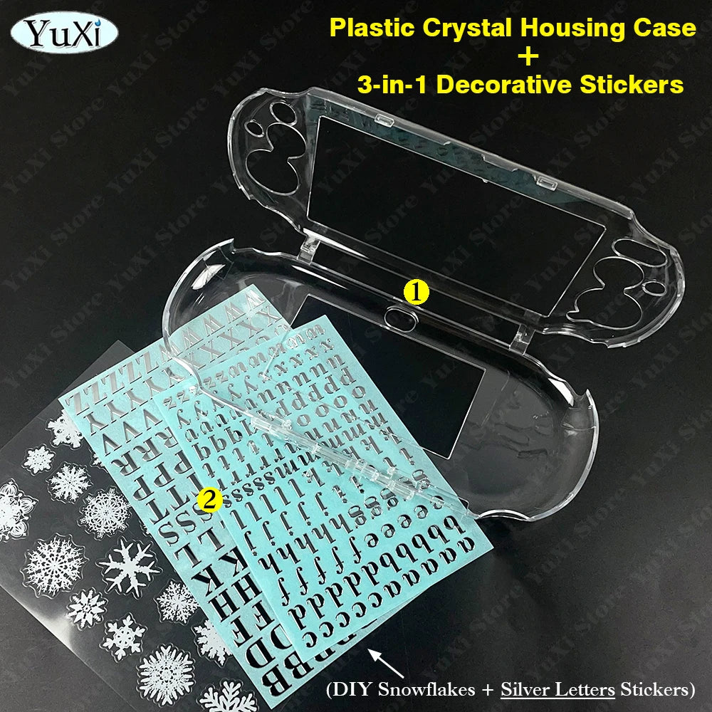 1set Clear Crystal Protective Case For PS Vita 1000 Top Bottom PET Protection Films Transparent Housing Cover for PSV 1000 Game