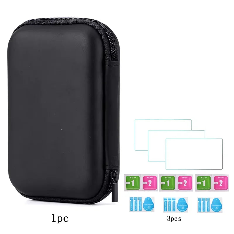 Portable Waterproof Hard Carrying Case Bag+9H Tempered Glass Film Screen Protector for Trimui Smart Pro Handheld Game Console