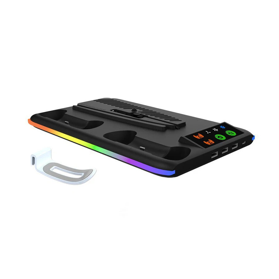 For PS5/Slim/Pro Cooling Stand with LED Controller Charging Station 3-Gear Cooling Fan for PlayStation 5 Console Accessories