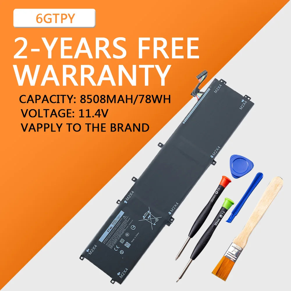 6GTPY H5H20 Laptop Battery For DELL XPS 15 9570 9560 7590 Fo