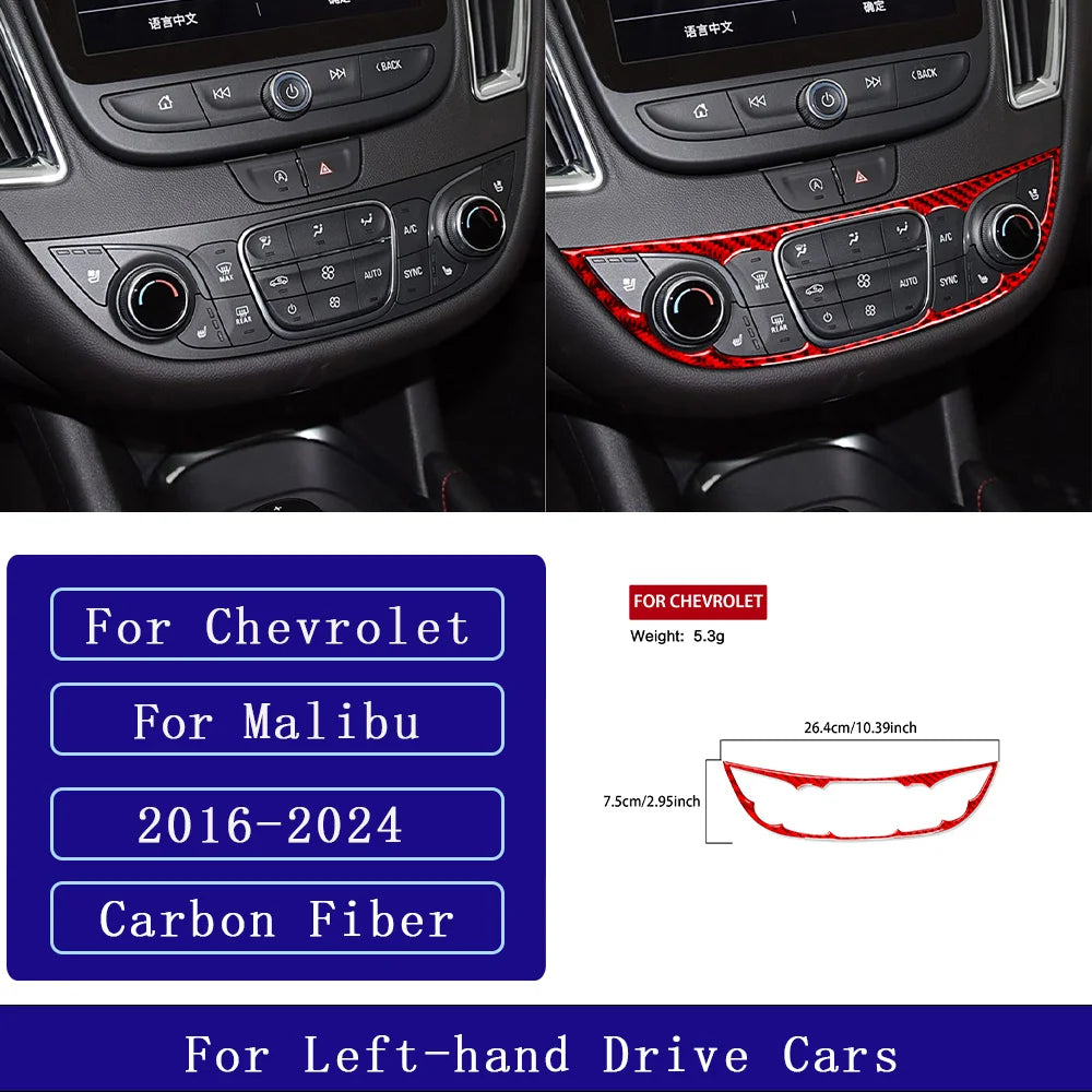 For Chevrolet Malibu 2016-2024 Carbon Fiber Central Control Button Panel Trim Cover Car Interior Accessories Decorative Stickers