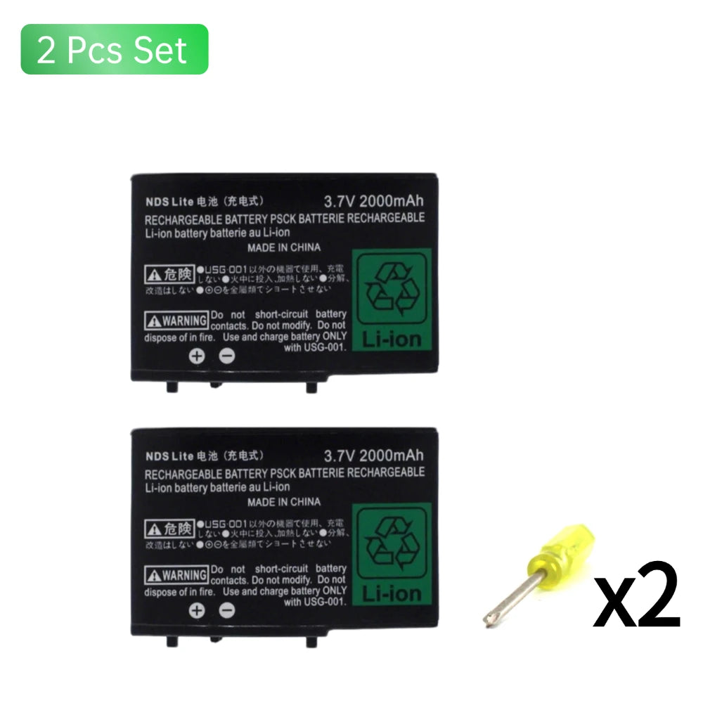 PUJIMAX 2000mAh Game Console Battery for NDSL for Nintendo DS Lite Replacement Built-in Rechargeable Battery with Screwdriver