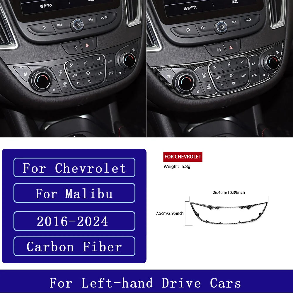 For Chevrolet Malibu 2016-2024 Carbon Fiber Central Control Button Panel Trim Cover Car Interior Accessories Decorative Stickers