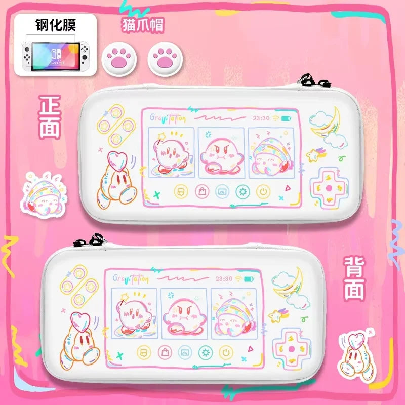 Switch Carrying Case Kirby White Portable Handle Hard Protec