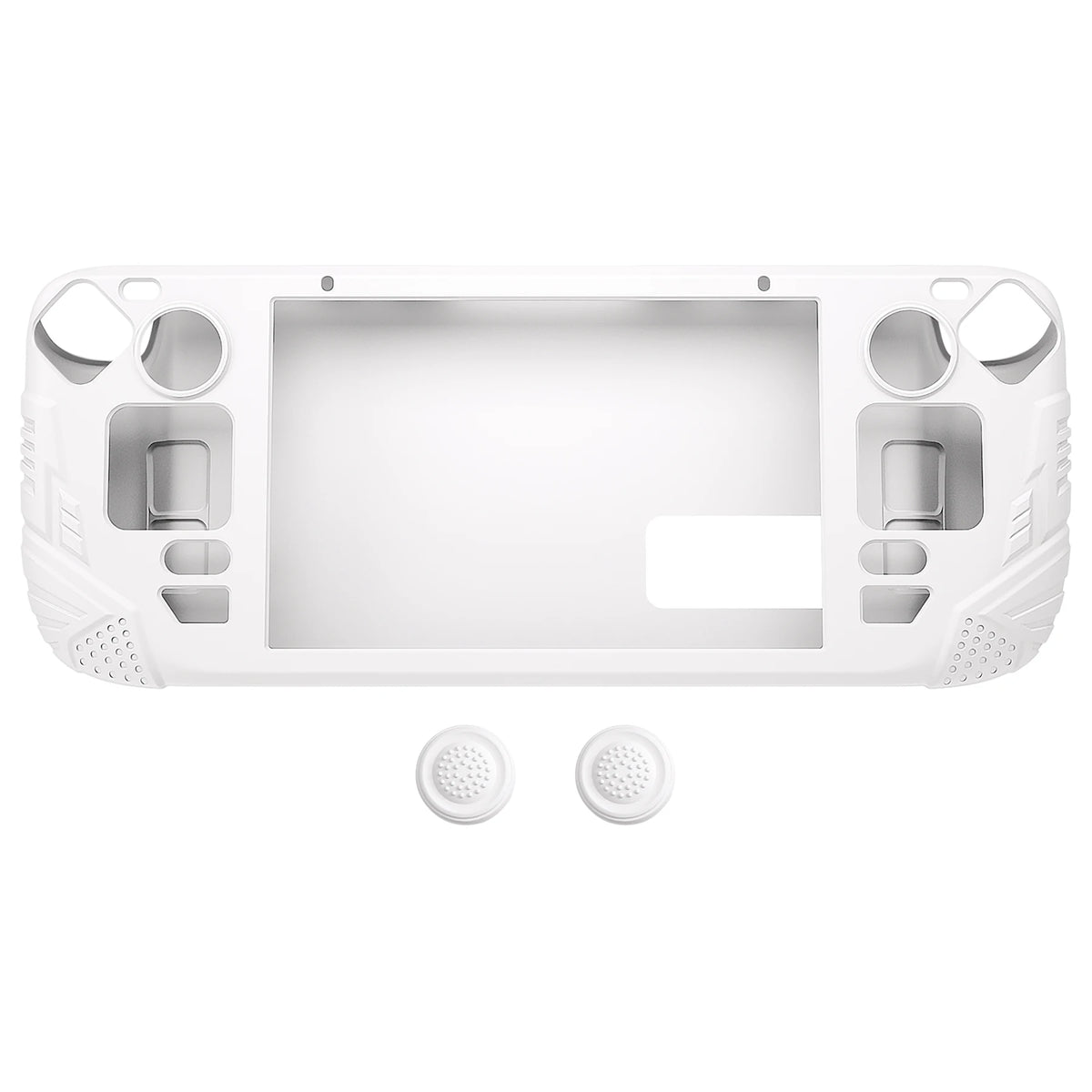PlayVital Armor Protective Case for Steam Deck LCD Soft Silicone Case W/Back Button Enhancement Designed & Thumb Grips -White