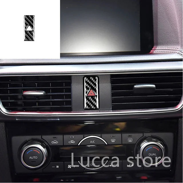 For Mazda CX-5 CX5 2017 2018 Electronic Handbrake Knob Button Panel Cover Trim Sticker Carbon Fiber Interior Auto Assesories