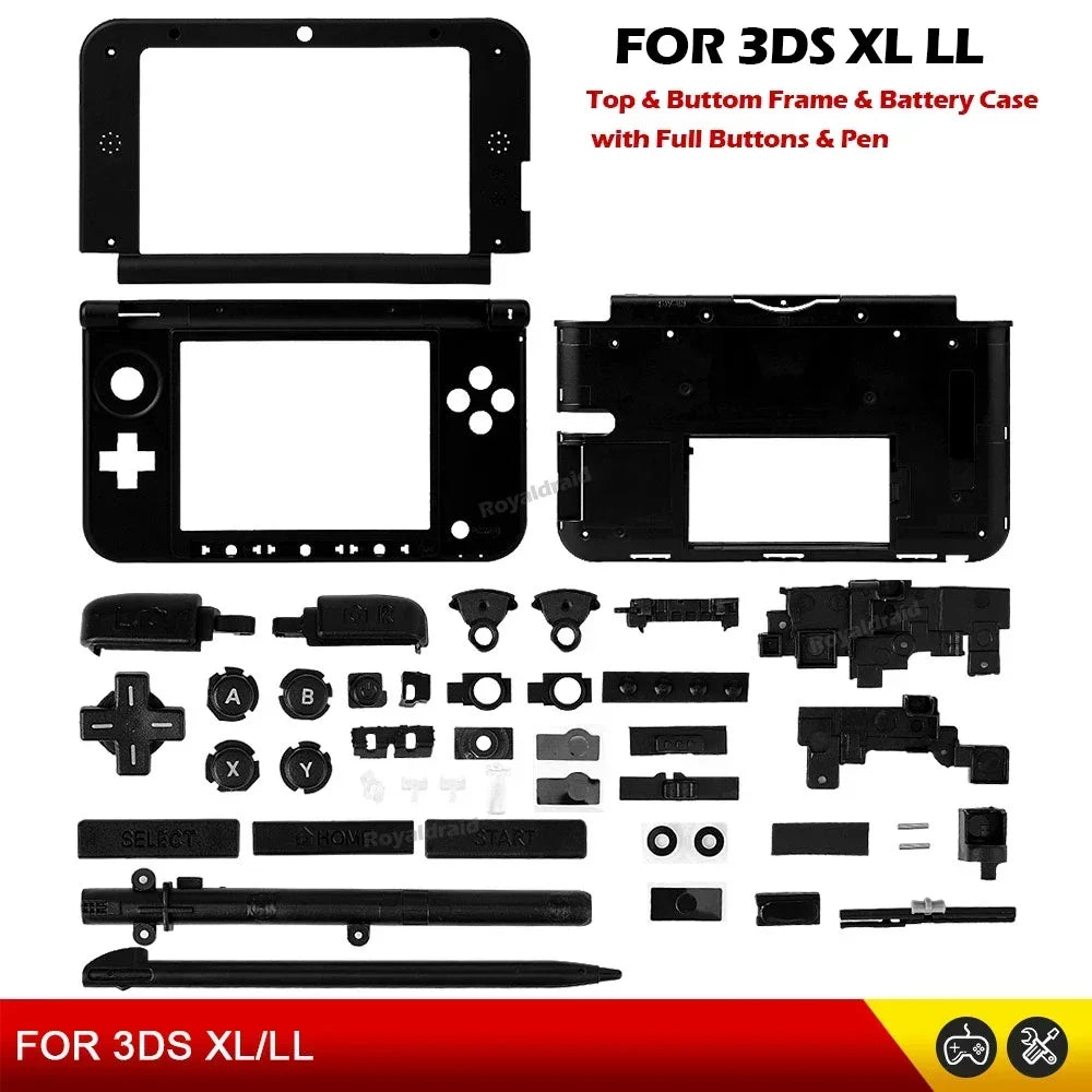 Replacement Top & Middle Frame Cover Shell ABXY Full Set Bla