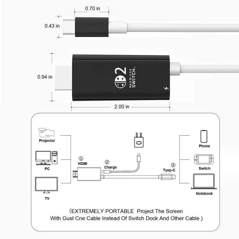 Docking Station for Nintendo Switch 2 4K 60Hz TYPE-C Hub wit