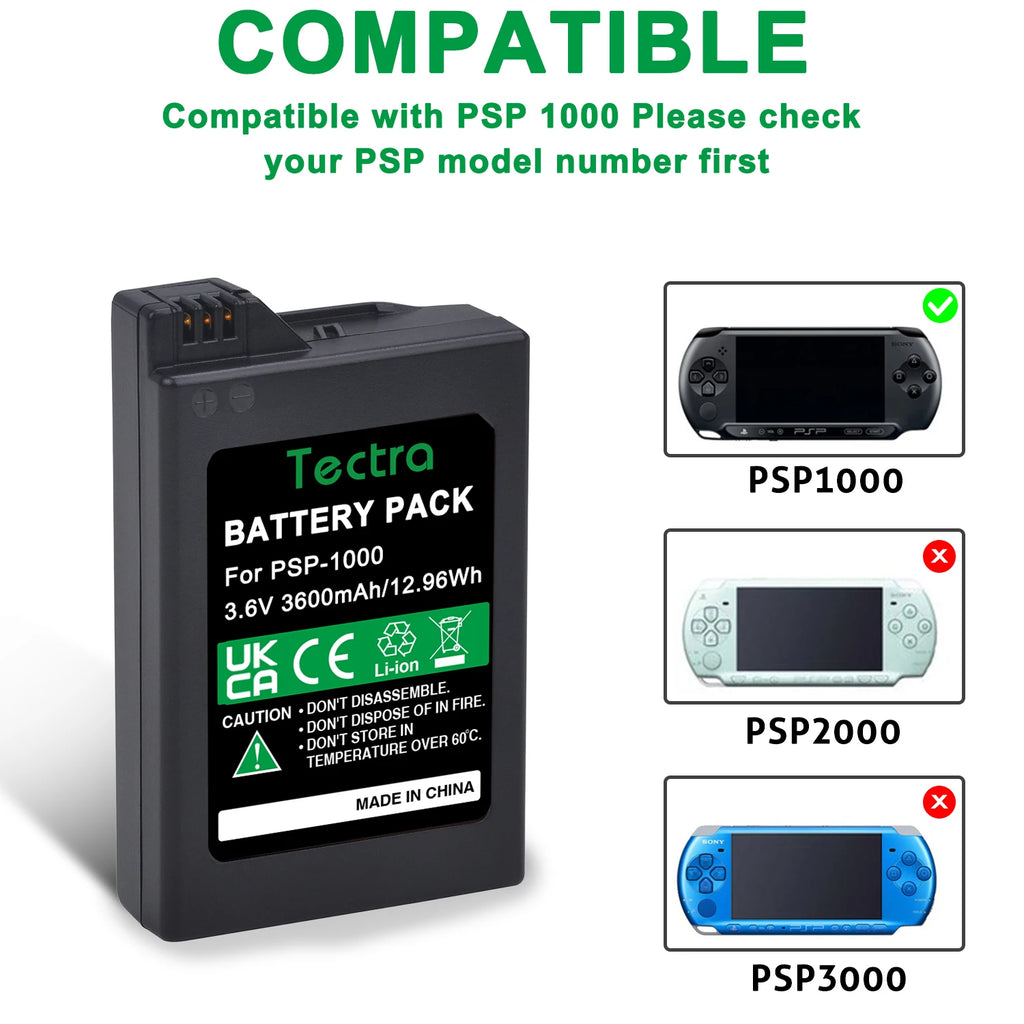 PSP-110 PSP-1005 Replacement Lithium Batteries 3600mAh for S
