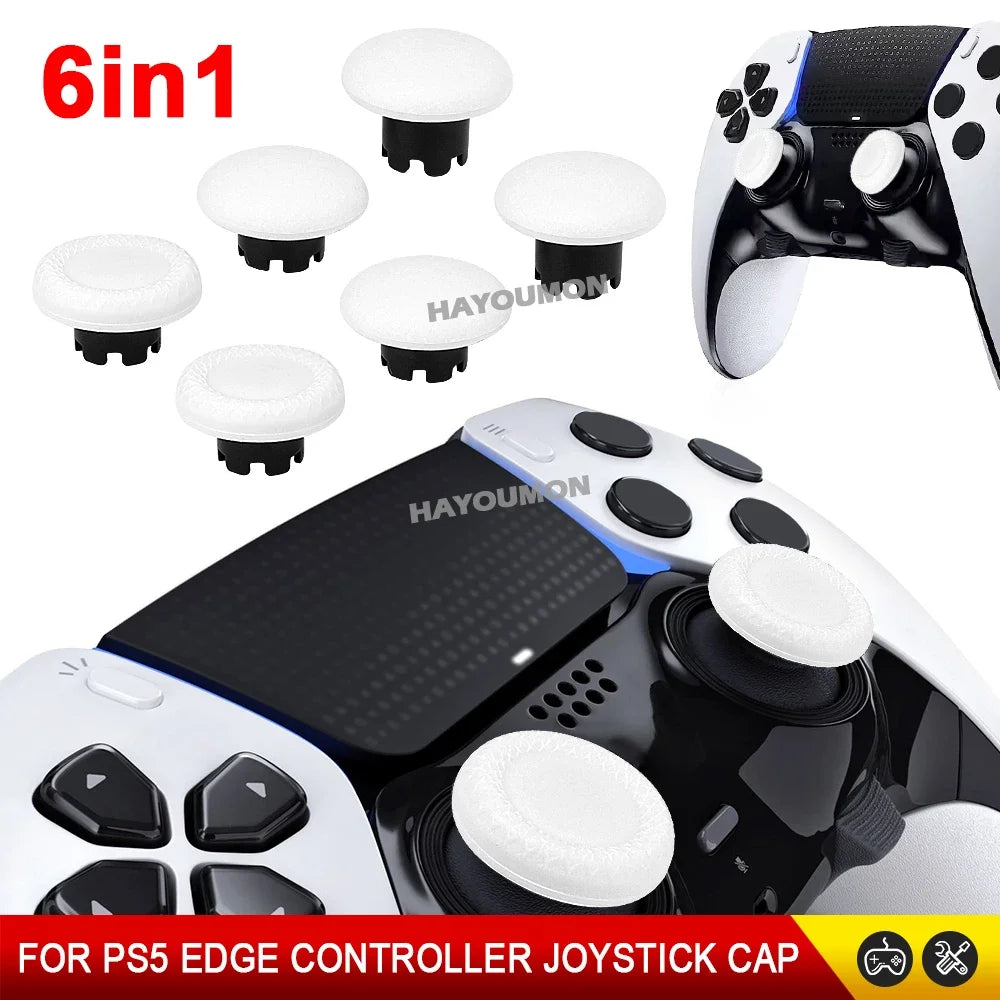 6PCS/Set White Black Replacement Thumbstick for PS5 Edge Con
