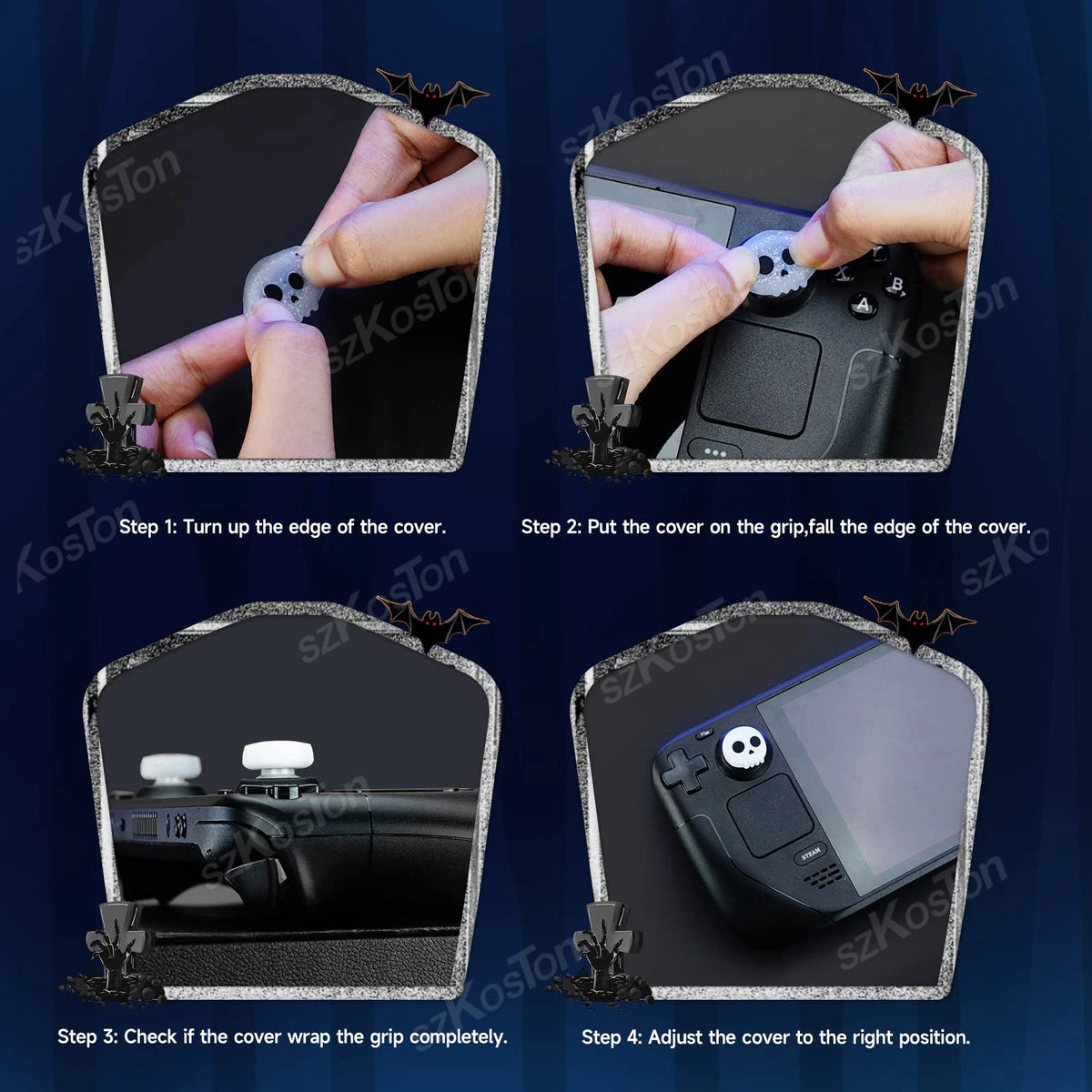 Skull Thumb Grip Caps for Steam Deck Games Console Silicone 