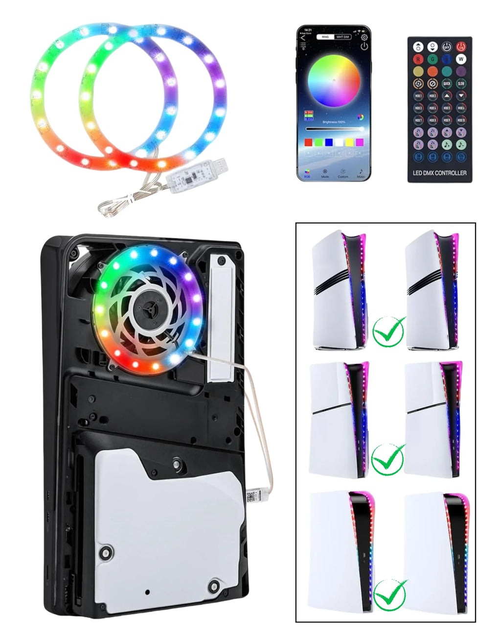 LED Light Strips For PS5 Slim PS5 Pro Console RGB Game atmos