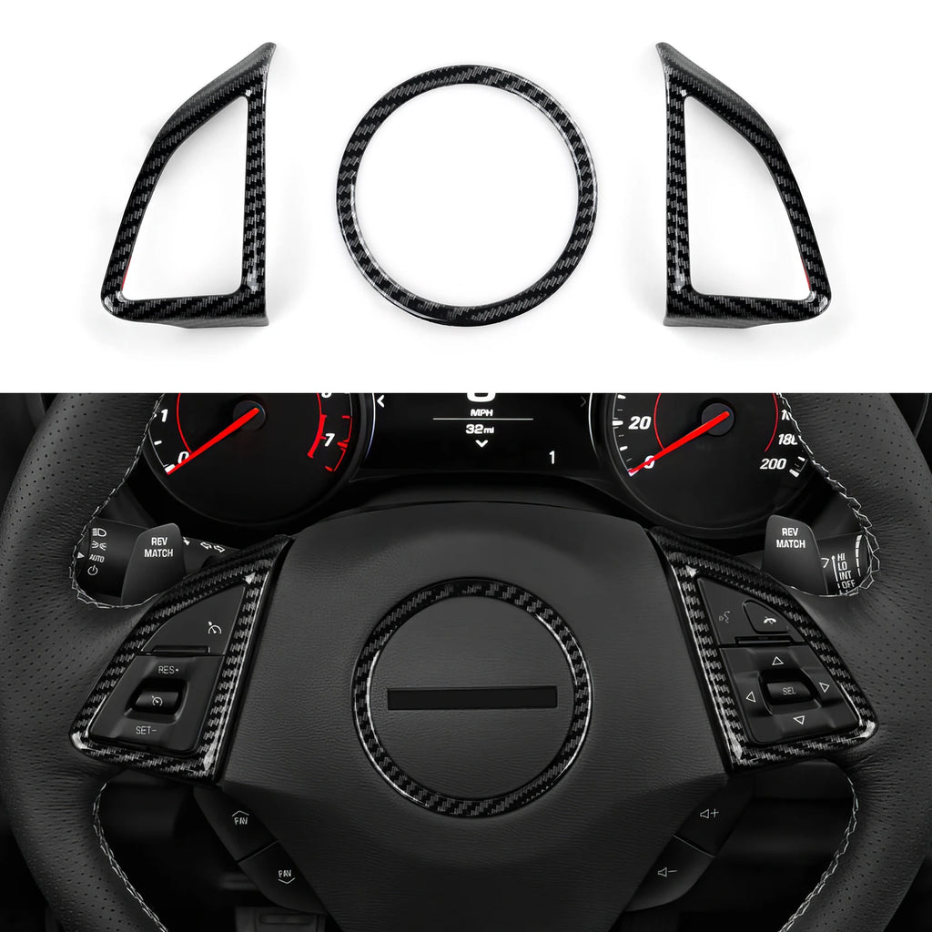 ABS Trim Car Steering Wheel Button Panel Cover Carbon Fiber 