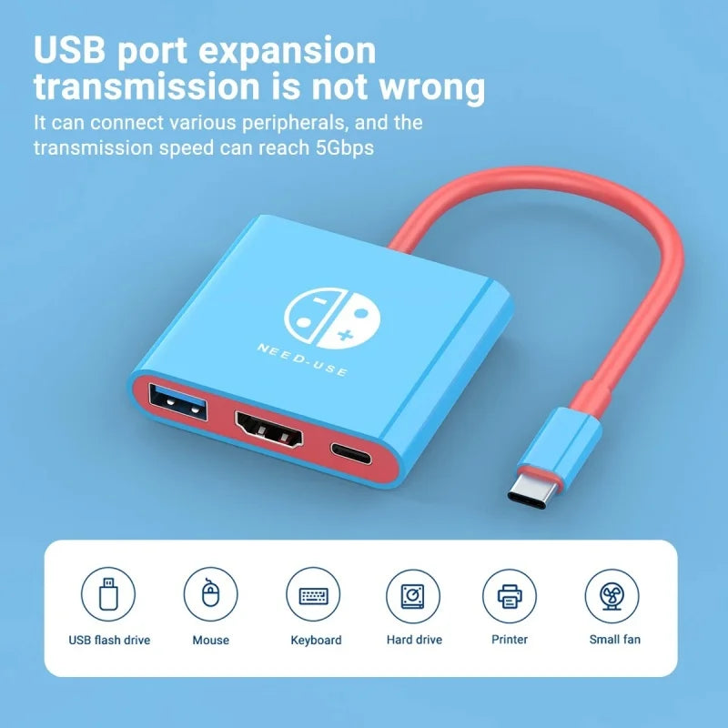 Portable Switch Docking Station TYPE-C Hub with HDMI and USB