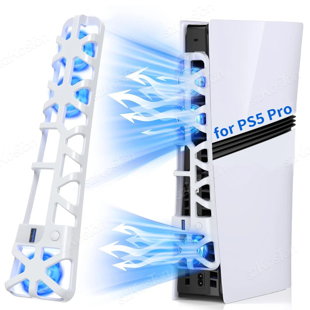 For PS5 Pro Cooling Fan External Fan Quiet Cooler with USB Port Adjustable Speed Mode for PlayStation 5 Pro Disc&Digital Edition